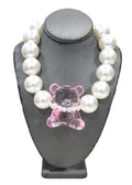 MAXIMALIST JUMBO PEARL & PINK BEAR NECKLACE