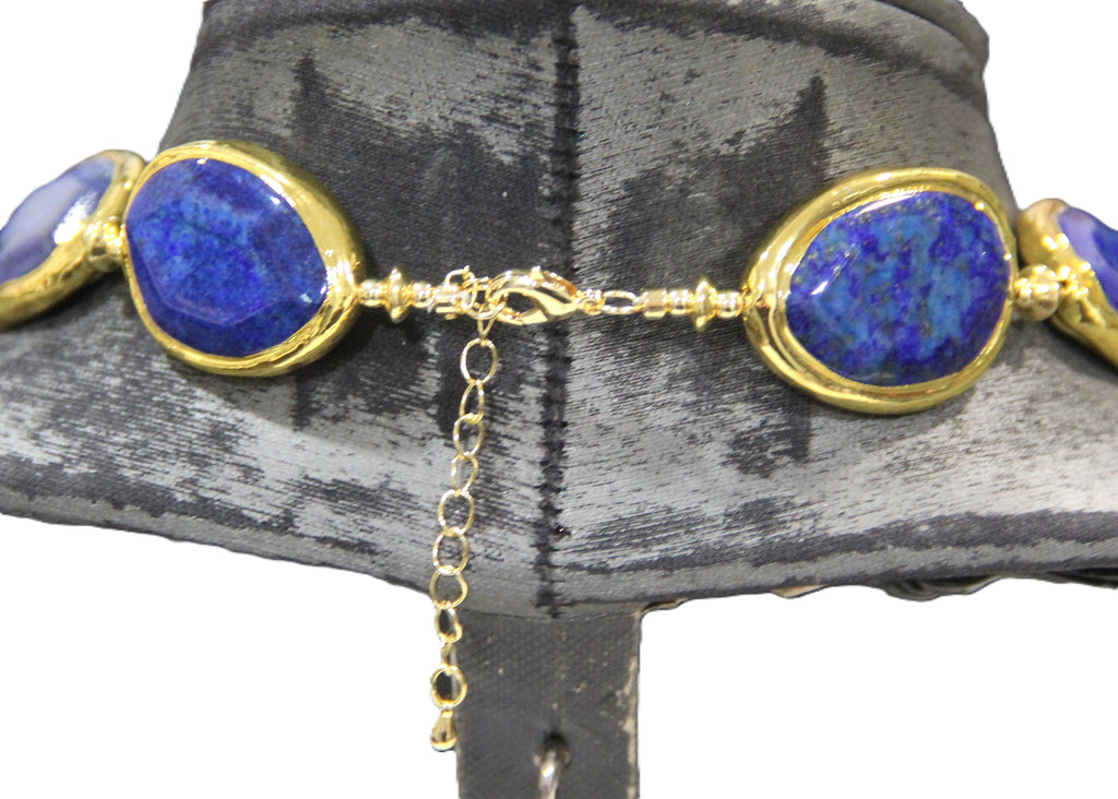 MOdern lapis, turquoise and pearl statement necklace with flower