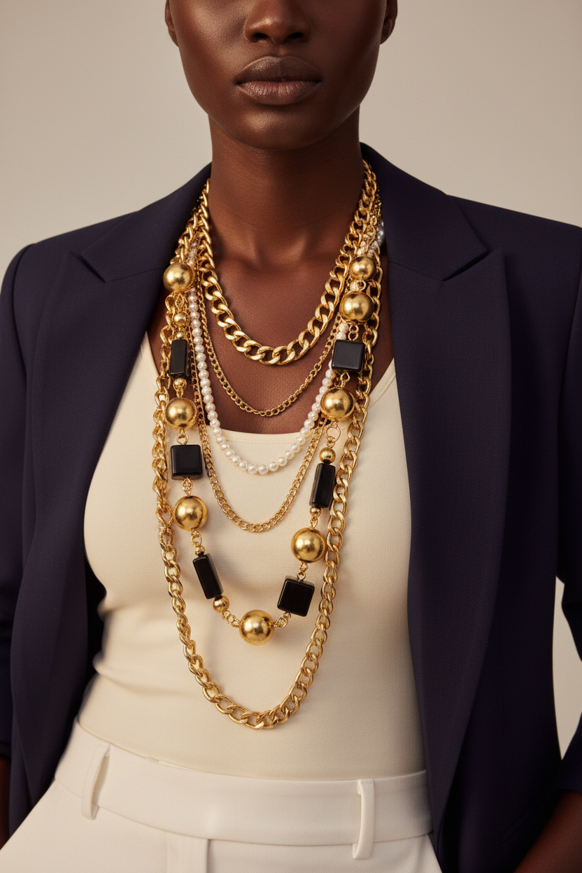 Monet vintage layering chain stattion necklace