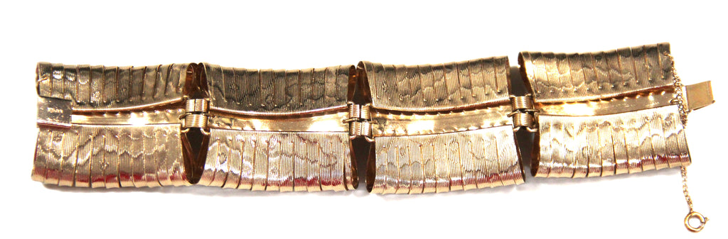 NAPIER 1950'S VINTAGE PURPLE RHINESTONE GOLD RIBBON BRACELET