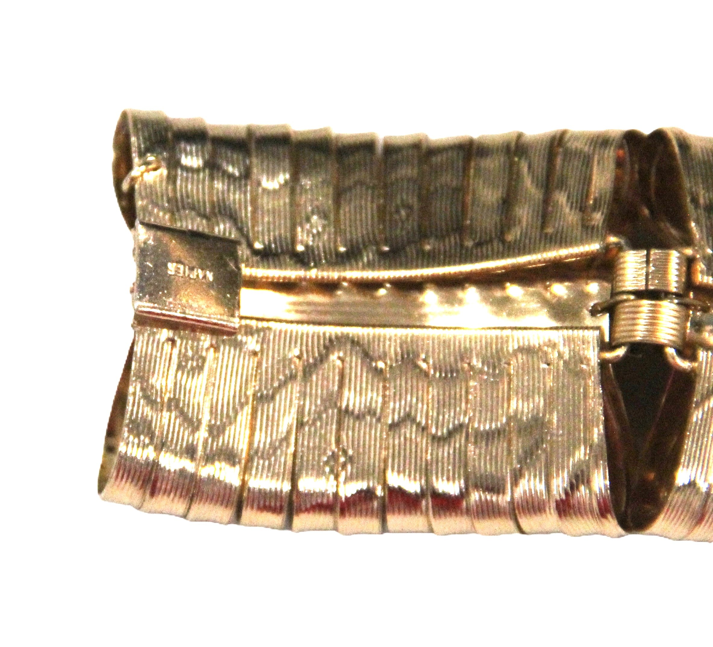 NAPIER 1950'S VINTAGE PURPLE RHINESTONE GOLD RIBBON BRACELET
