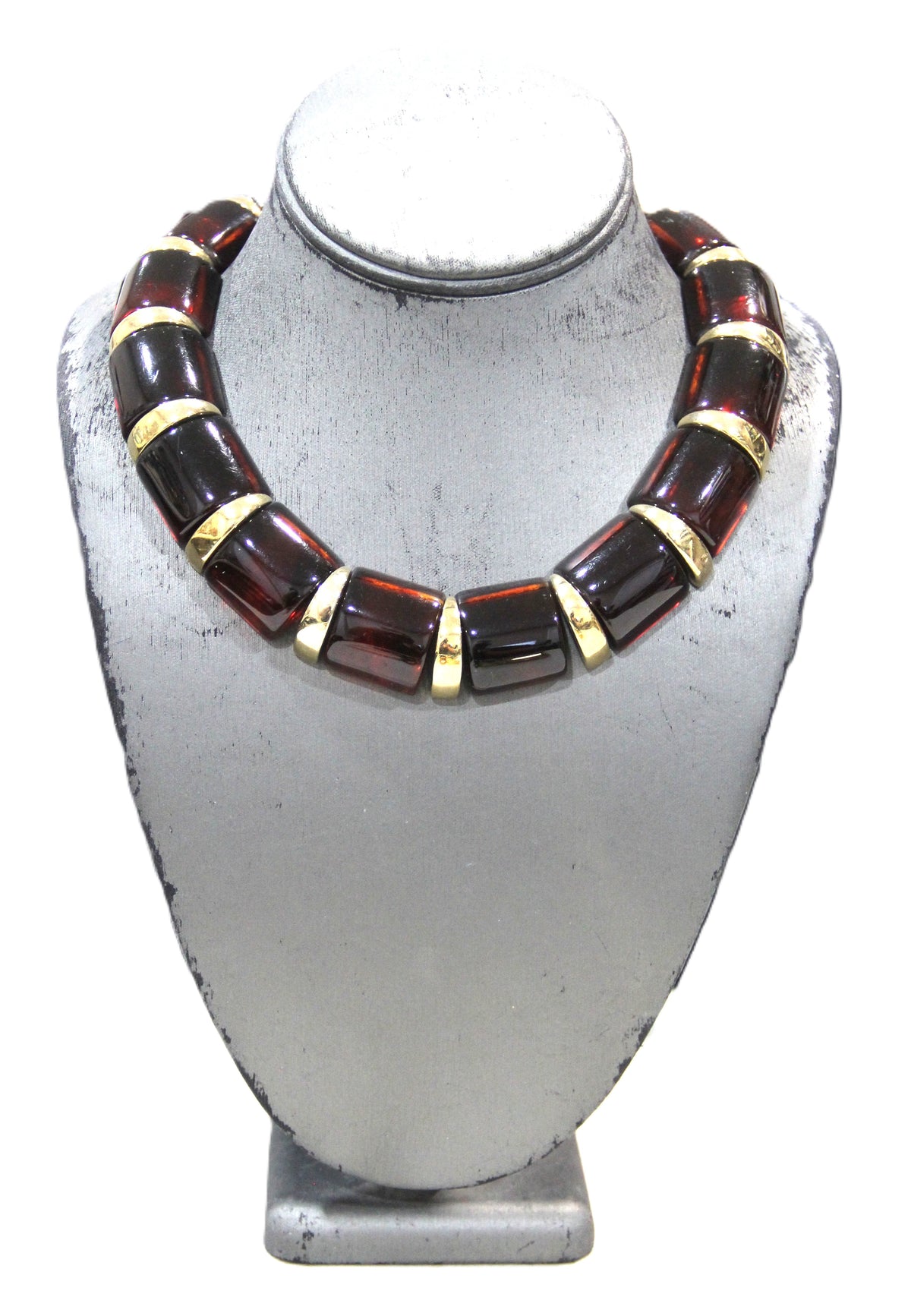 NAPIER VINTAGE AMBER RESIN STATEMENT COLLAR NECKLACE