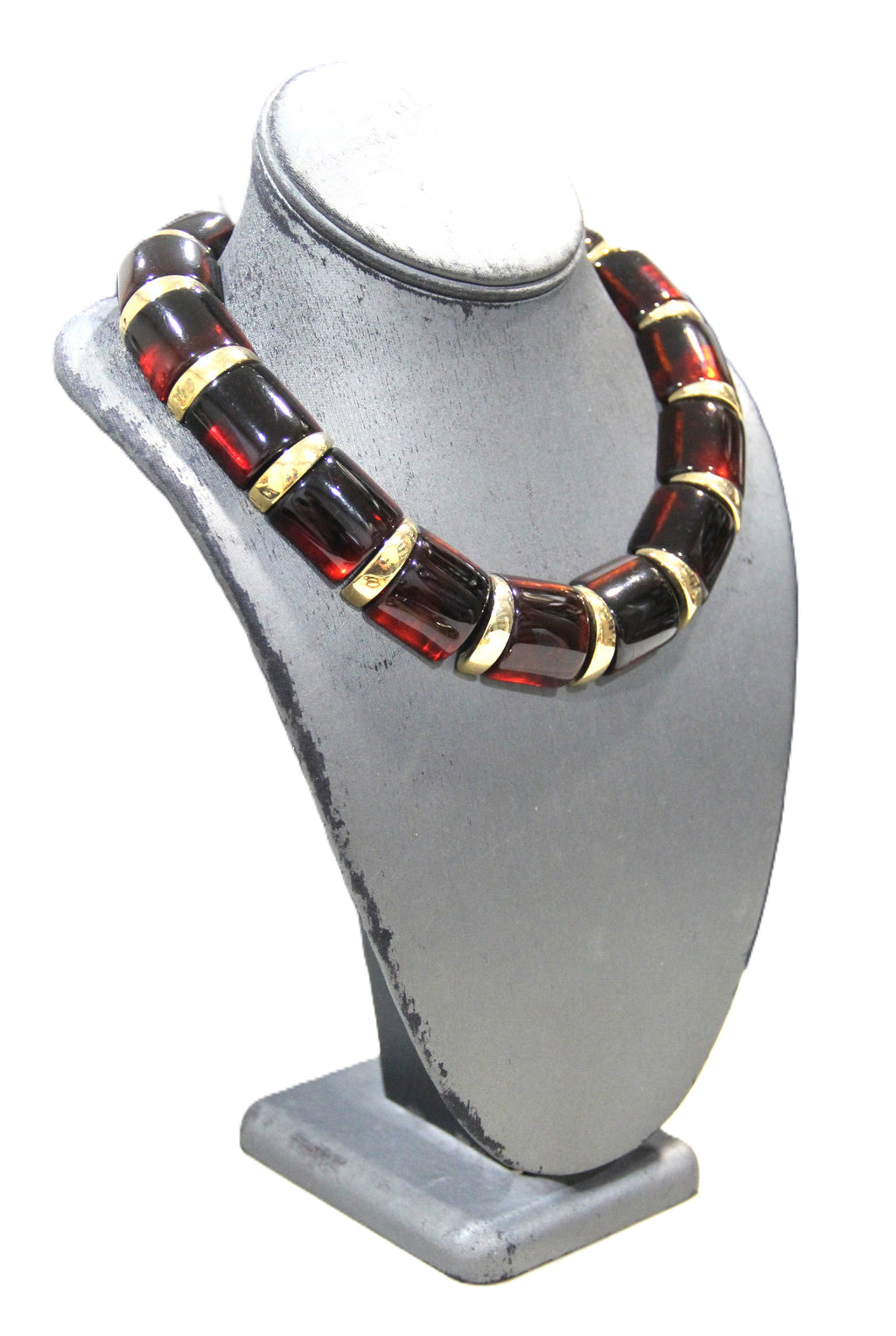 NAPIER VINTAGE AMBER RESIN STATEMENT COLLAR NECKLACE