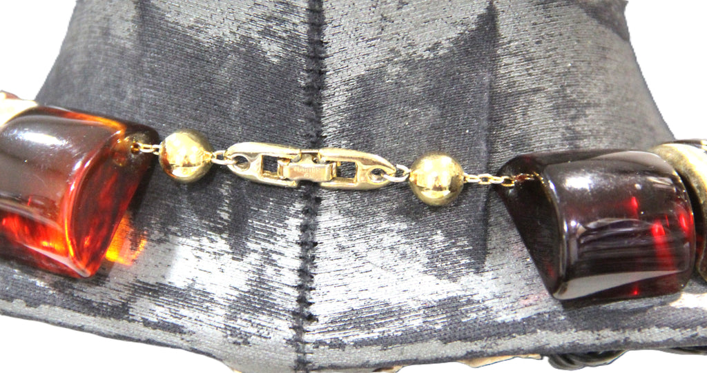 NAPIER VINTAGE AMBER RESIN STATEMENT COLLAR NECKLACE