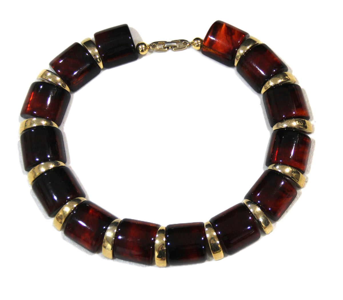 NAPIER VINTAGE AMBER RESIN STATEMENT COLLAR NECKLACE