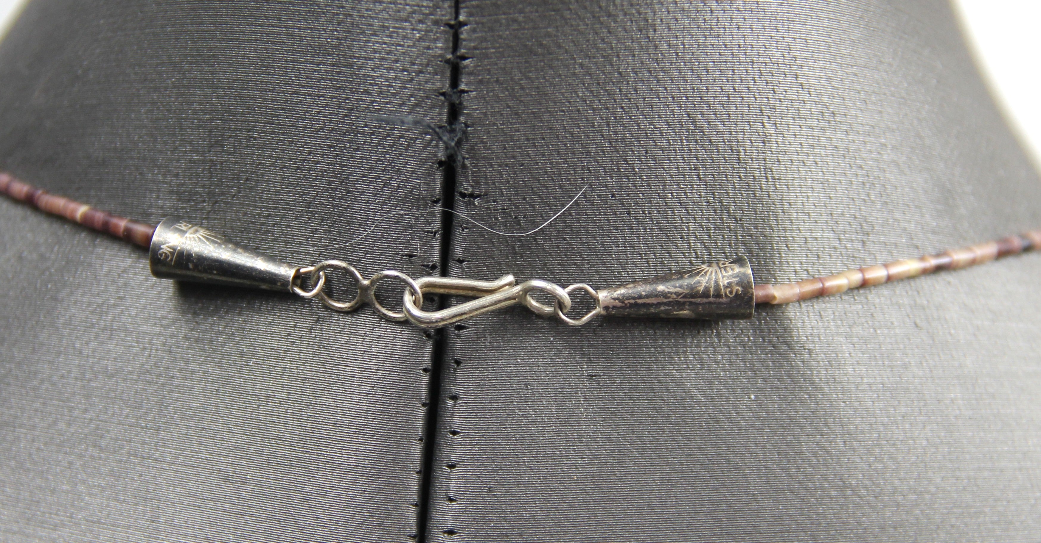 Native American fetish & heishi bead necklace with a bearpendant