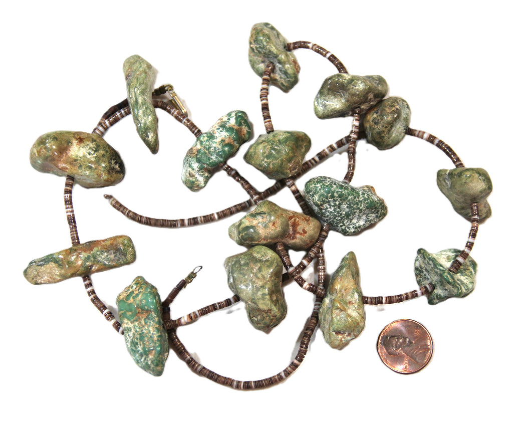 Native American turquoise nugget and heishi bead necklace