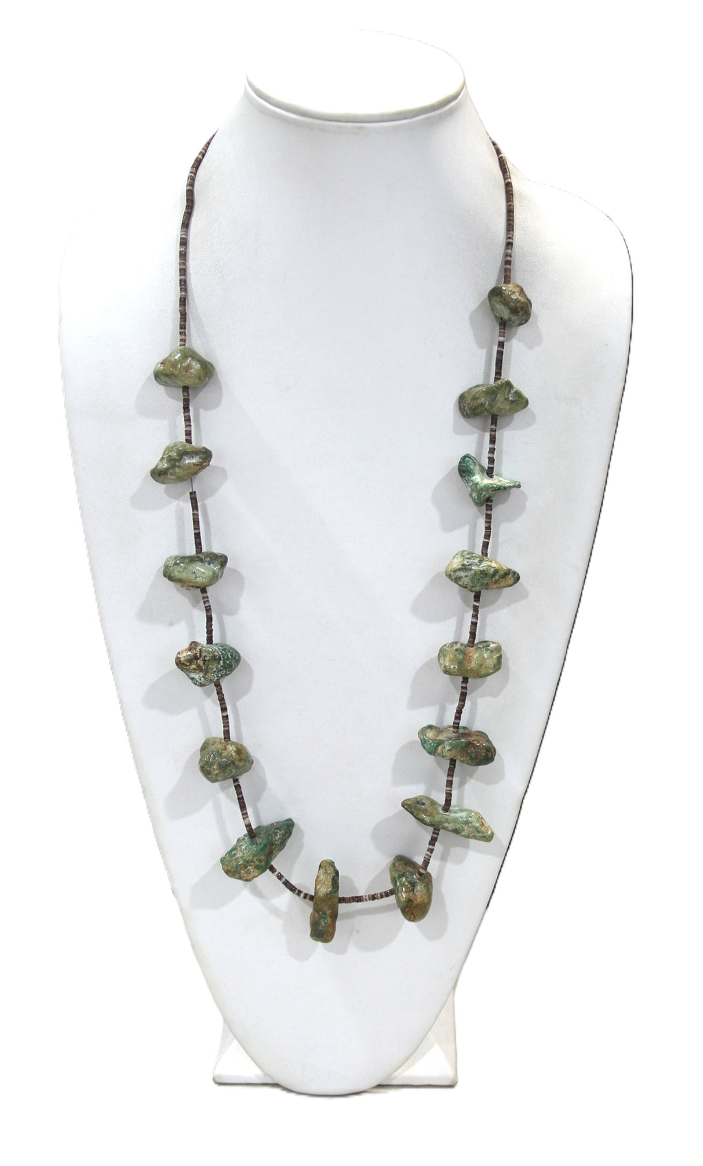 Native American turquoise nugget and heishi bead necklace