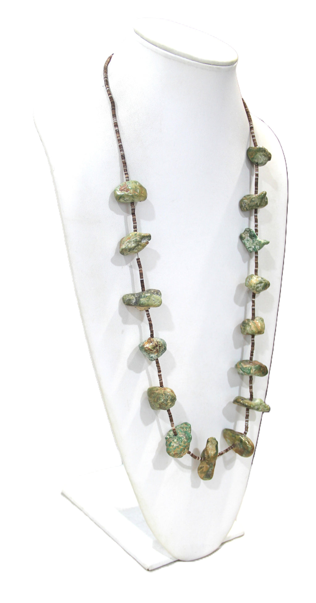Native American turquoise nugget and heishi bead necklace