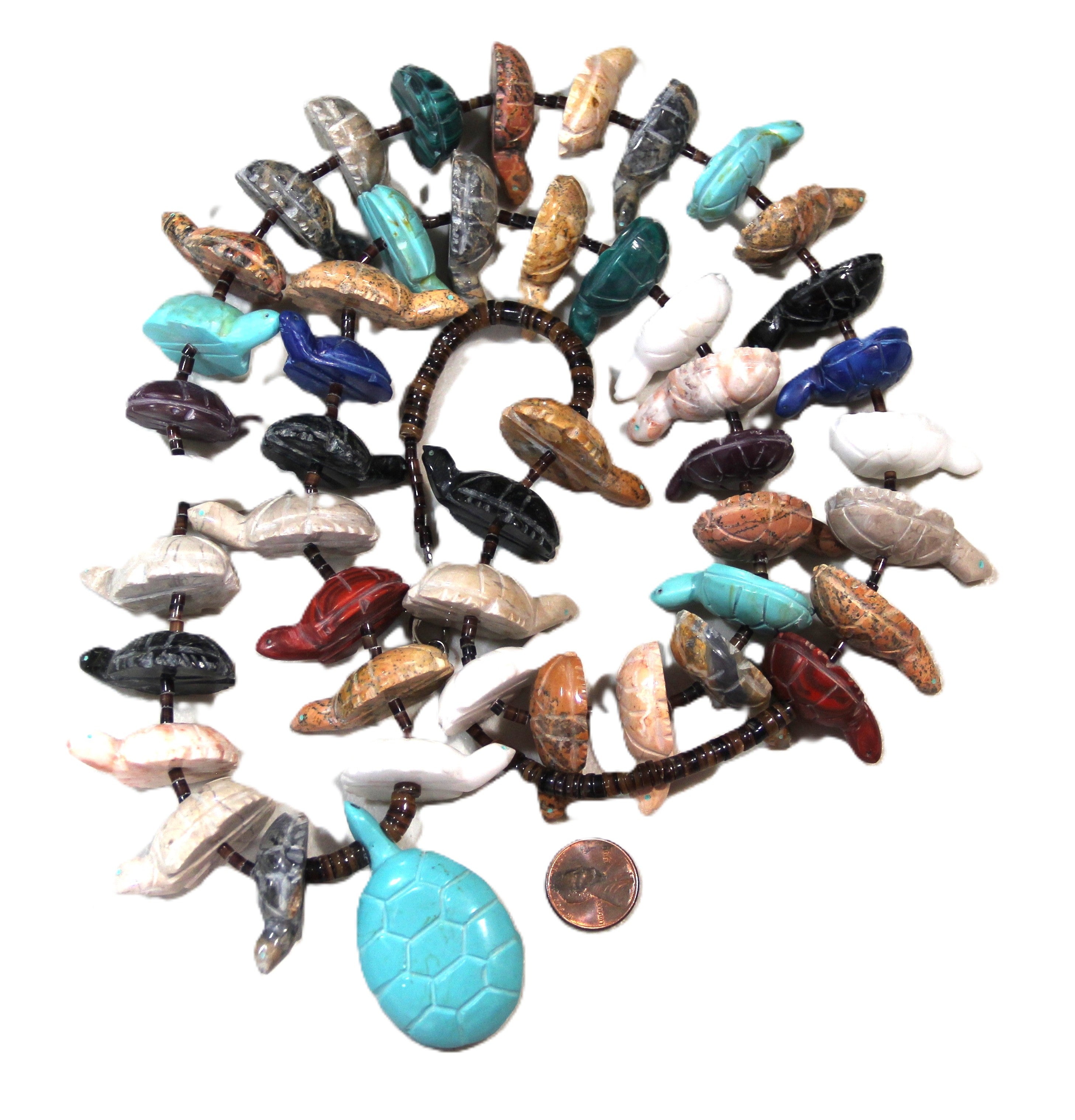 Massive Native American turtle fetish necklace