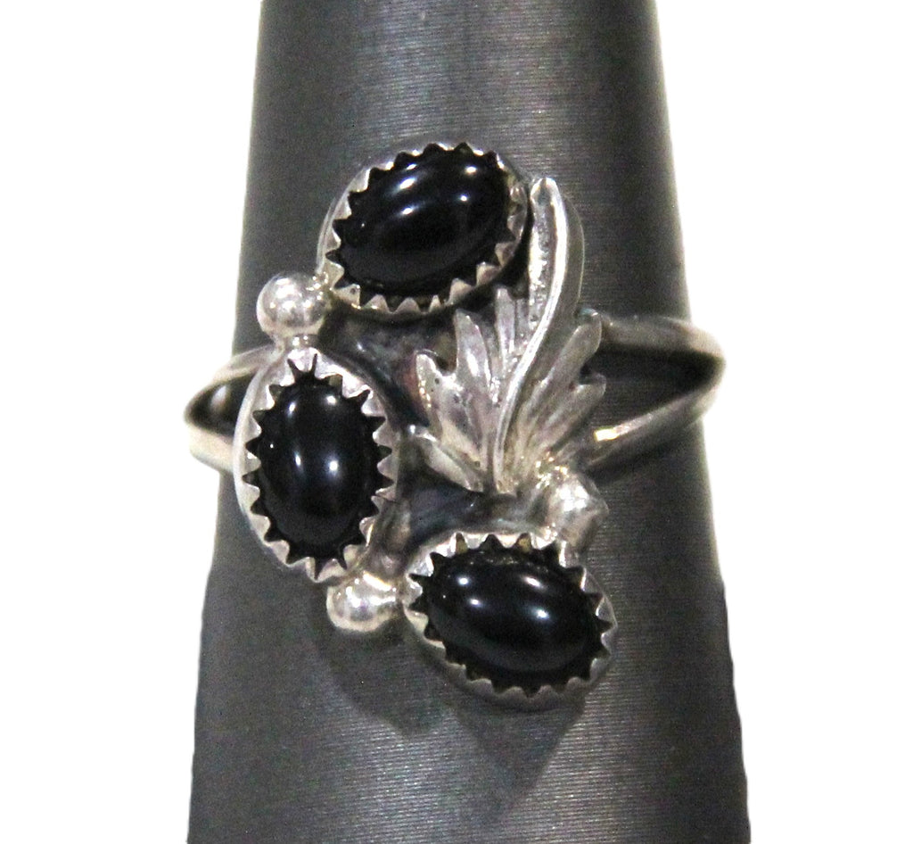 Native American sterling silver & onyx ring
