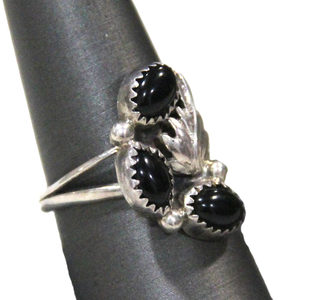 Native American sterling silver & onyx ring