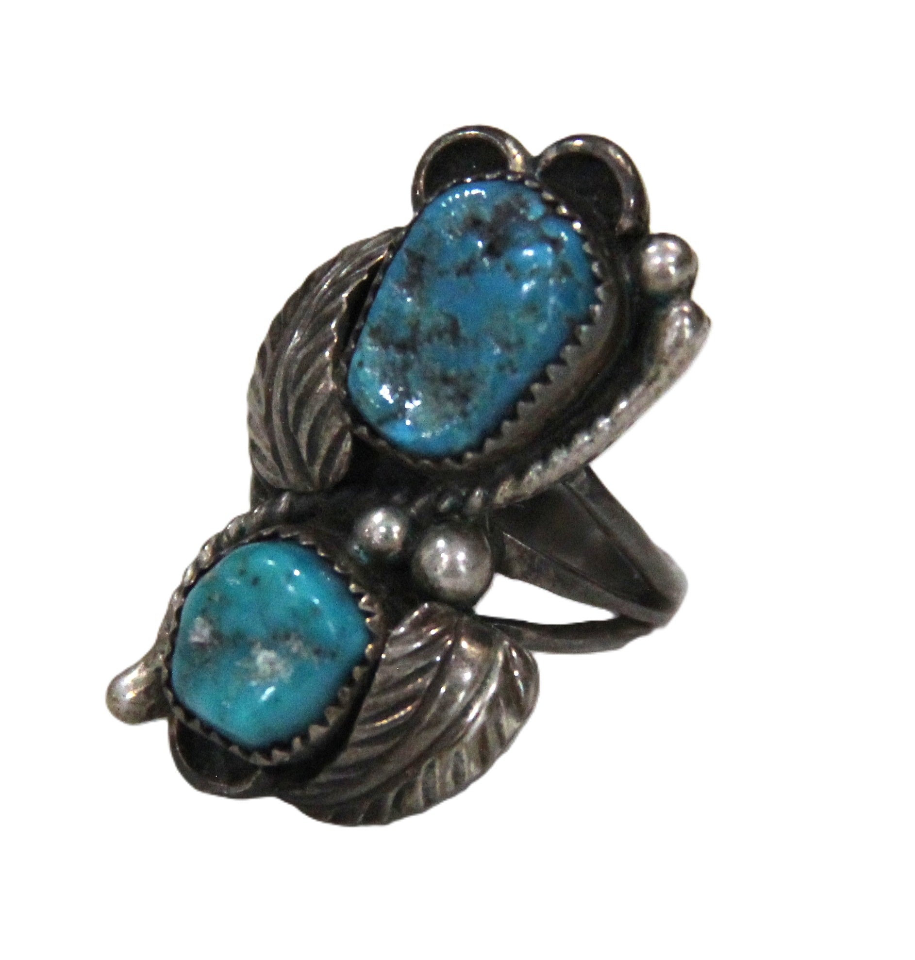 Old Pawn Native American turquoise nugget ring