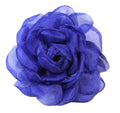 LARGE COBALT BLUE ORGANZA FLOWER CLIP BROOCH