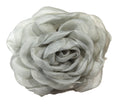 LARGE SAGE ORGANZA FLOWER CLIP BROOCH