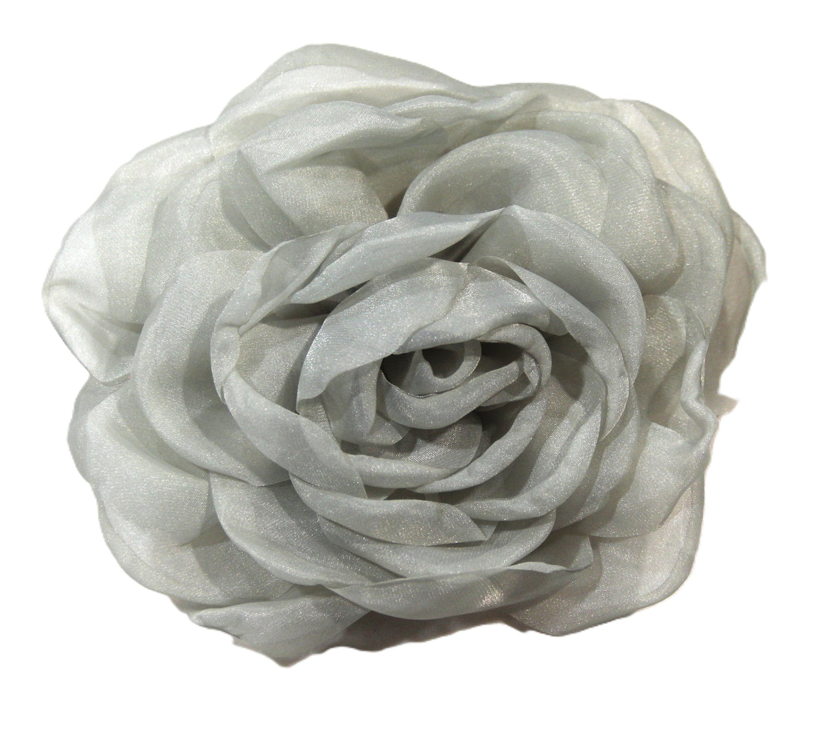 LARGE SAGE ORGANZA FLOWER CLIP BROOCH