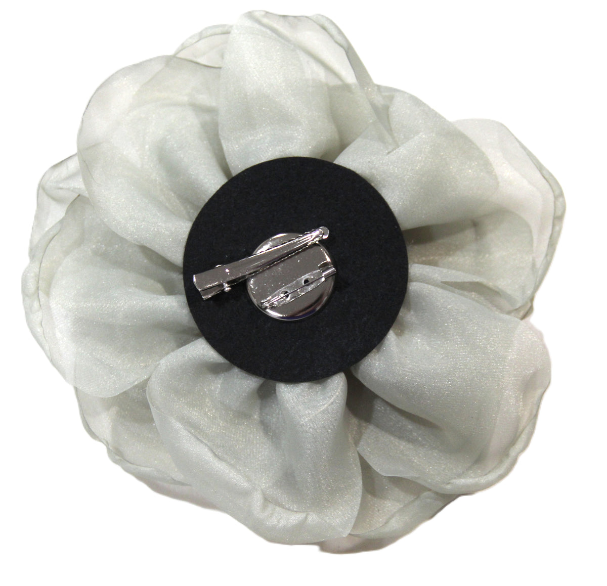 LARGE SAGE ORGANZA FLOWER CLIP BROOCH
