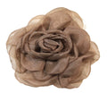 LARGE TAUPE ORGANZA FLOWER CLIP BROOCH