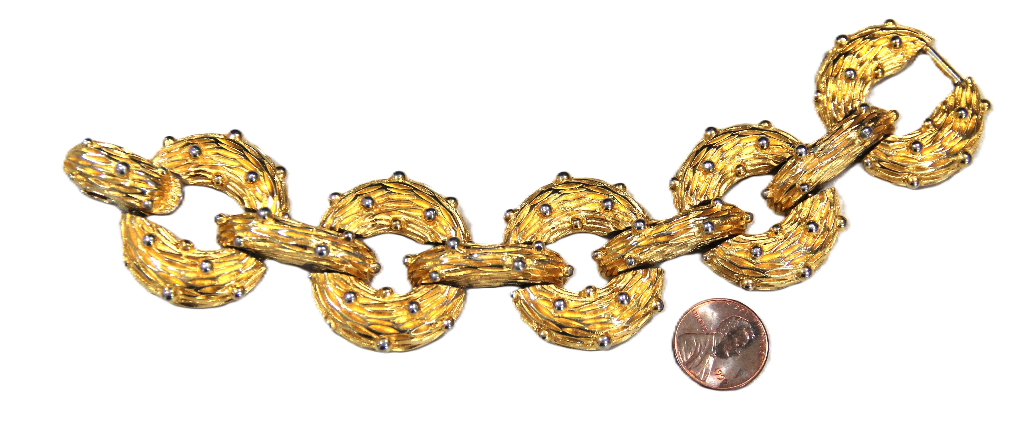 VINTAGE PAULINE RADER BRUTALIST GOLD PLATED BRACELET