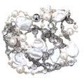 EXTRA LONG GENUINE PEARL & BEZEL CRYSTAL NECKLACE
