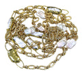 18kt gold plated paper clip chain necklace with pearls