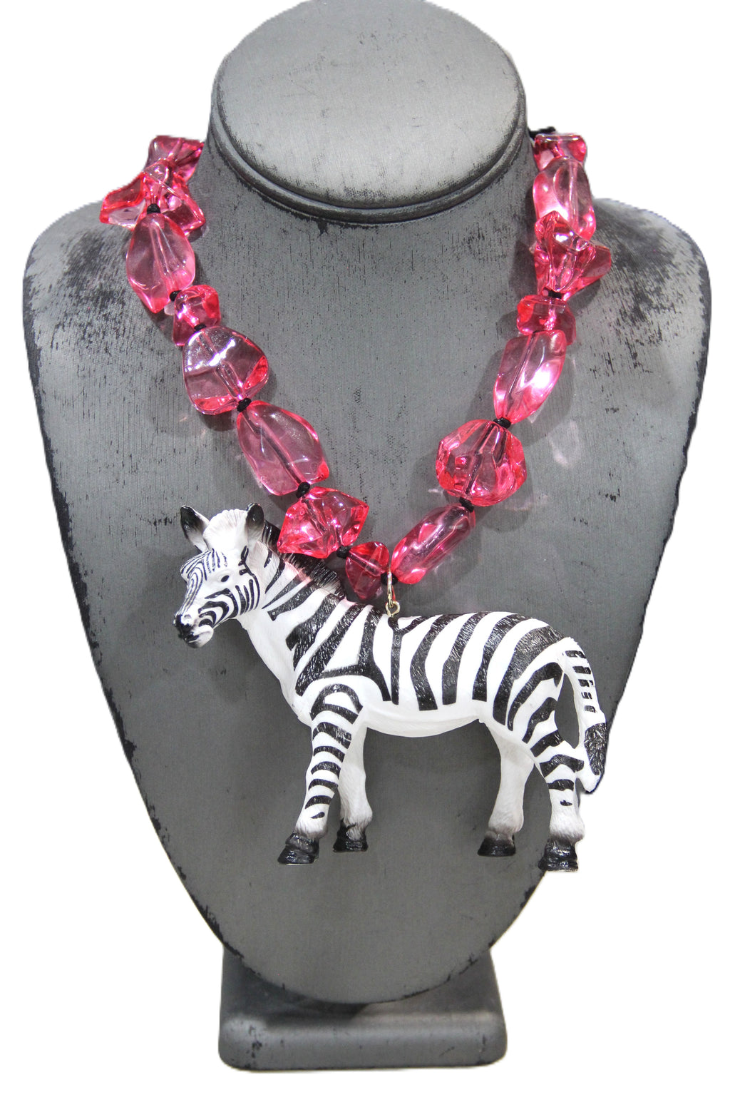 PINK RESIN ZEBRA MAXIMNALIST NECKLACE