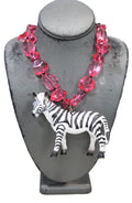 PINK RESIN ZEBRA MAXIMNALIST NECKLACE