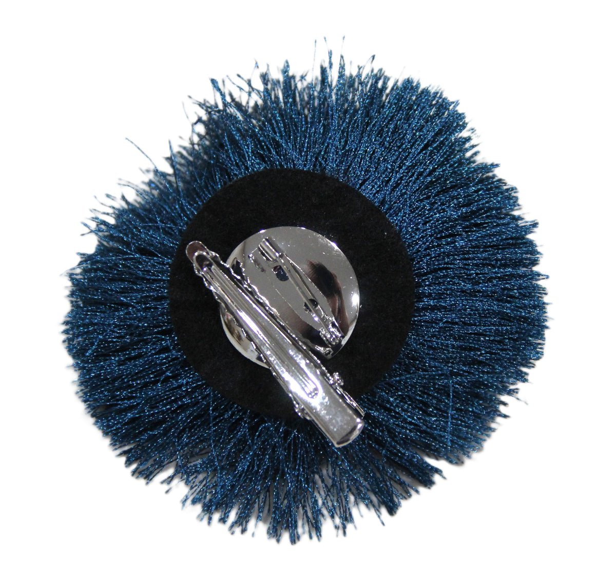 TEAL POM POM CLIP BROOCH