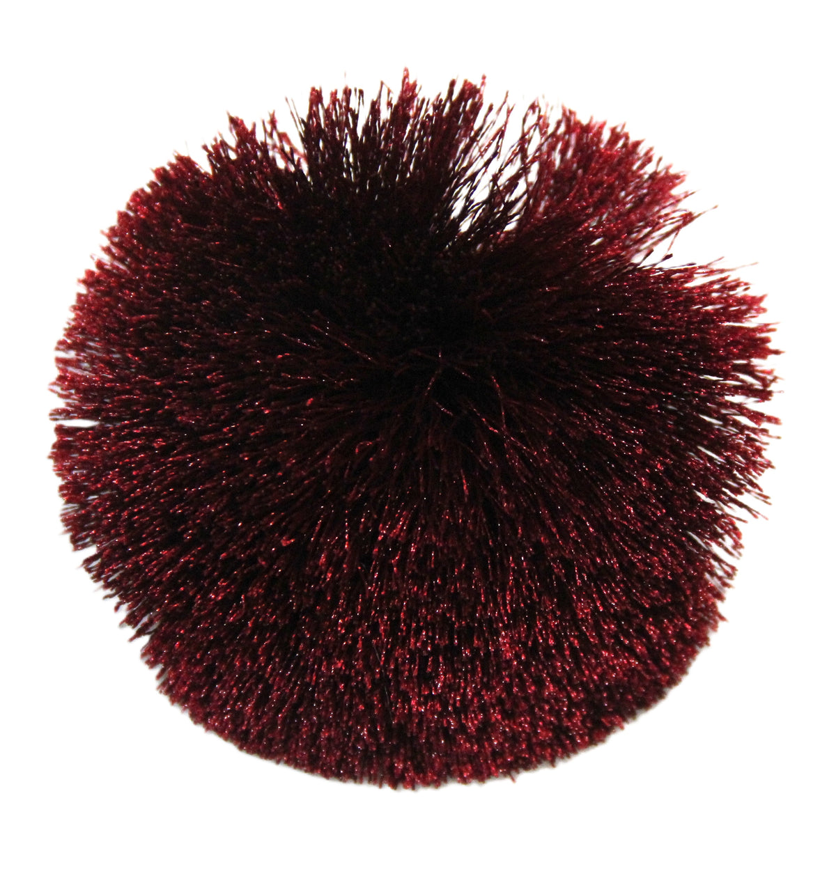 BURGUNDY POM POM CLIP BROOCH