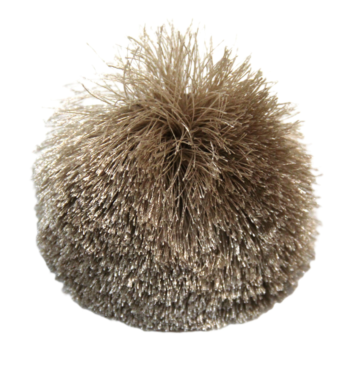 TAUPE POM POM FLOWER CLIP BROOCH
