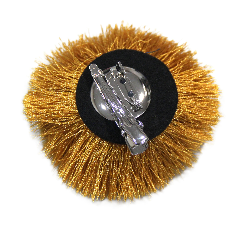 GOLD POM POM CLIP BROOCH