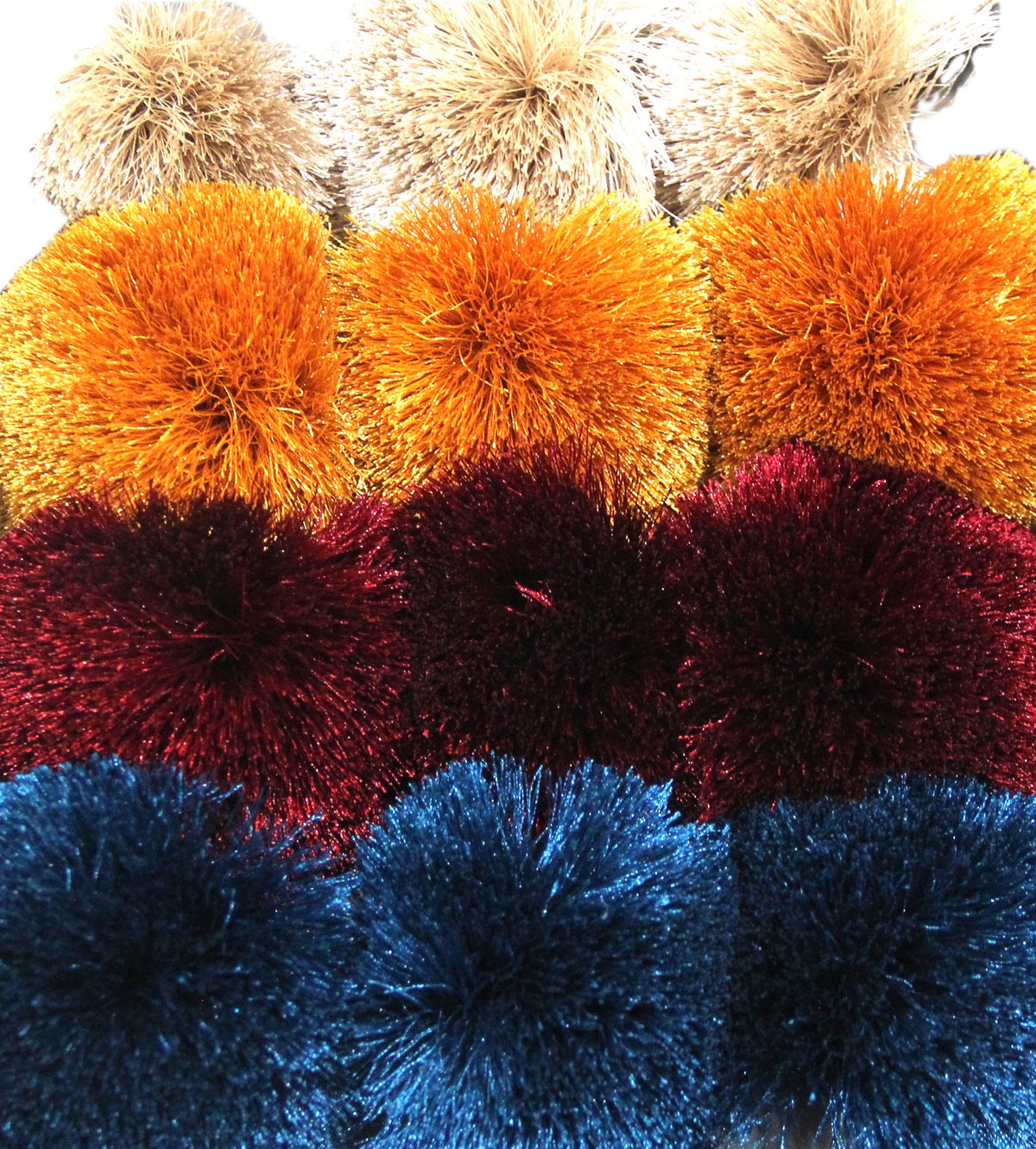 BURGUNDY POM POM CLIP BROOCH