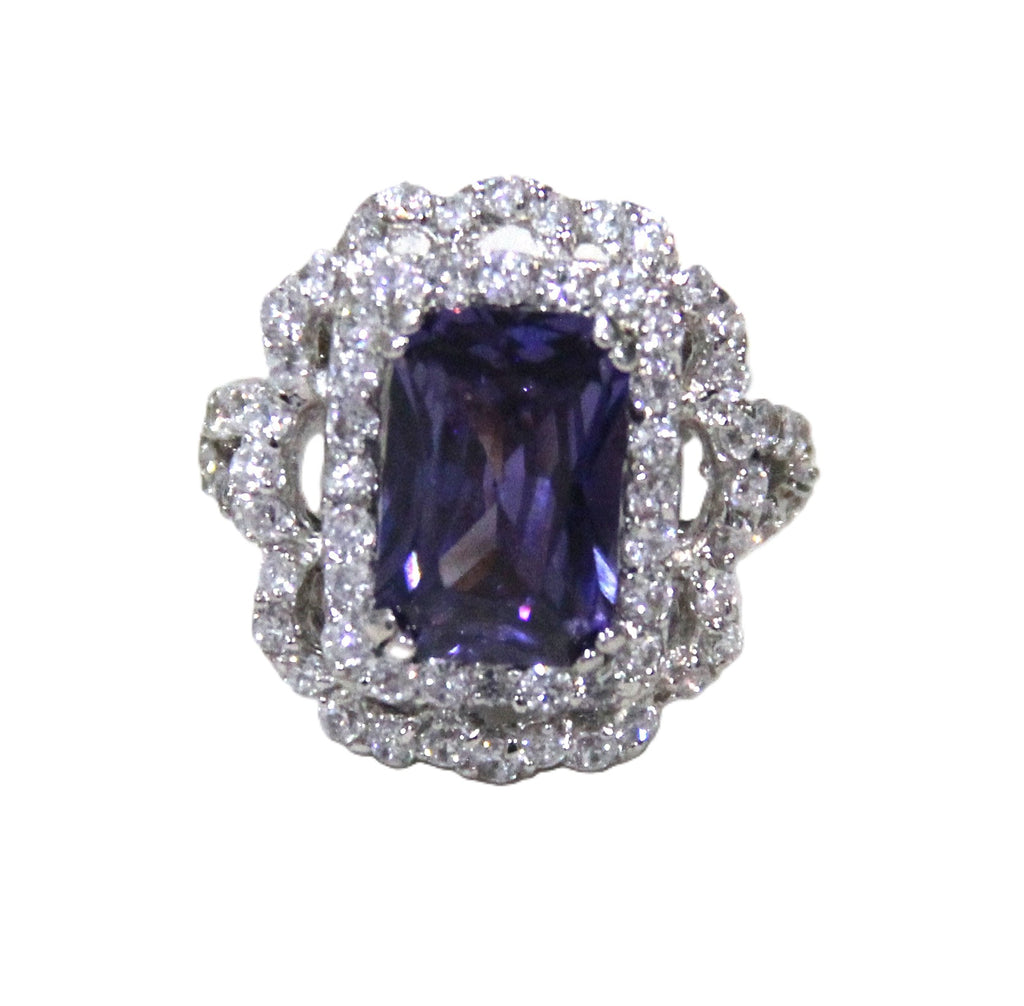Purple CZ statement ring