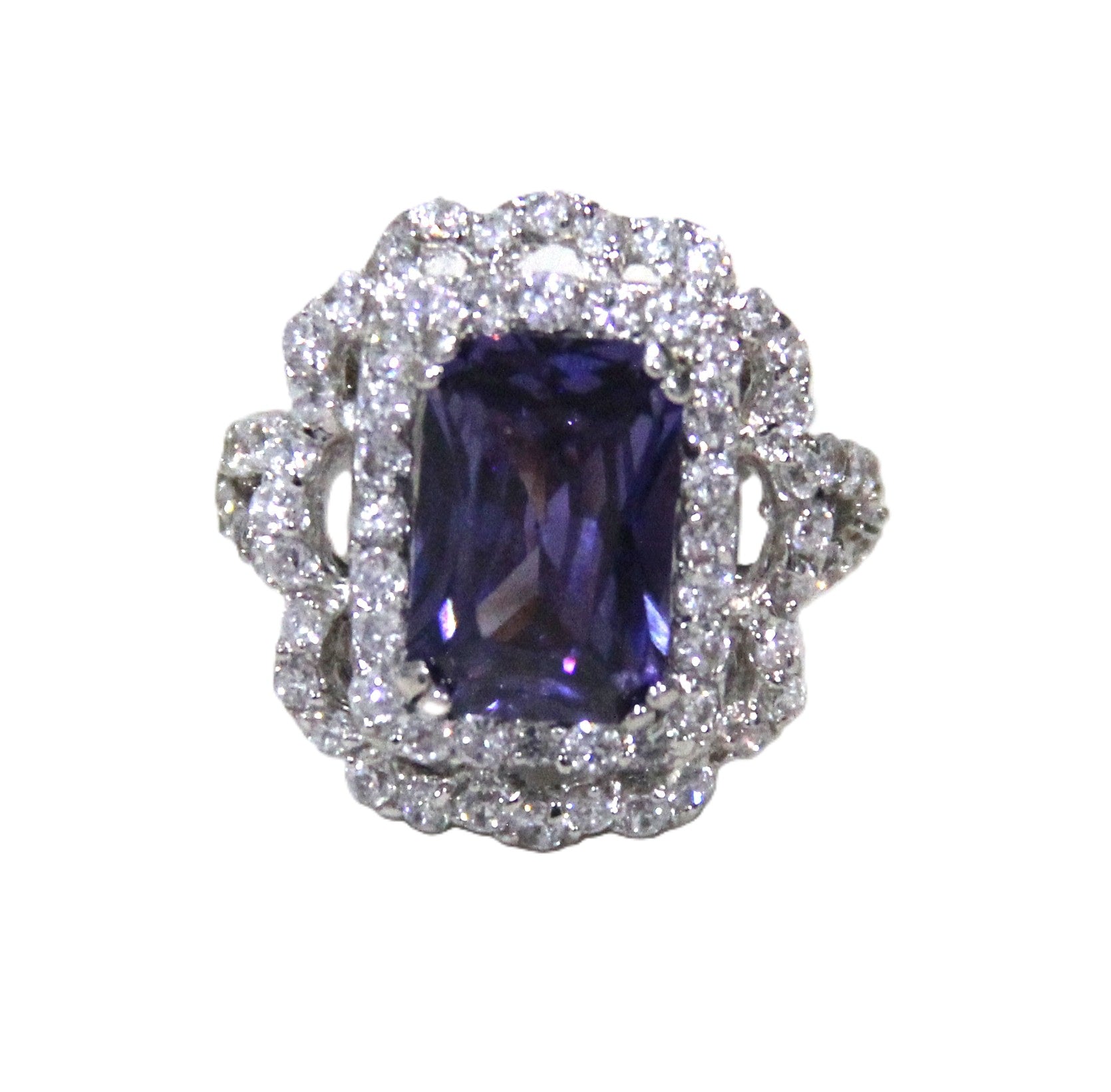 Purple CZ statement ring