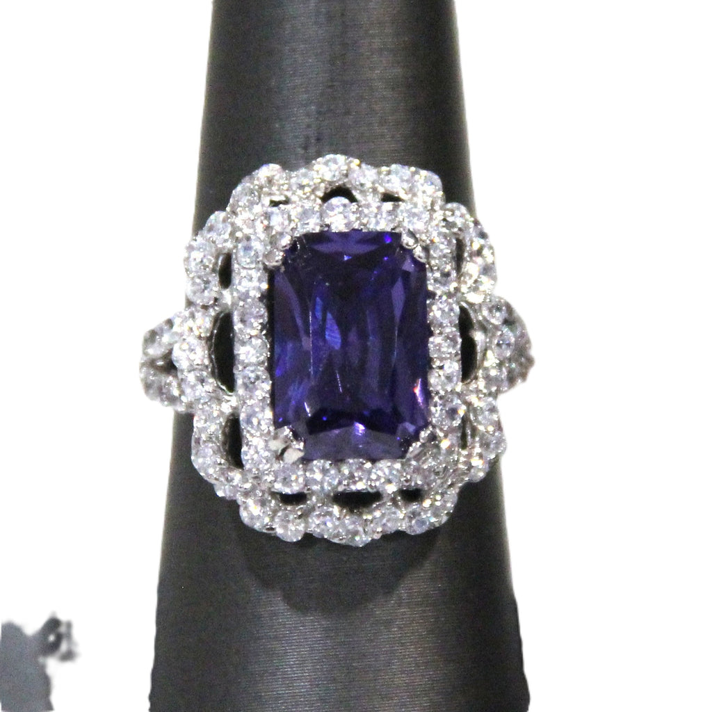 Purple CZ statement ring