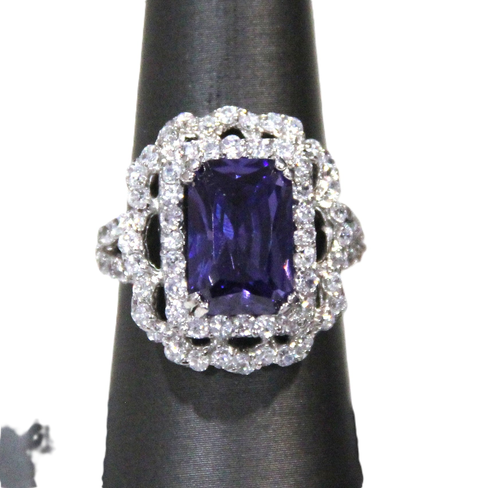 Purple CZ statement ring