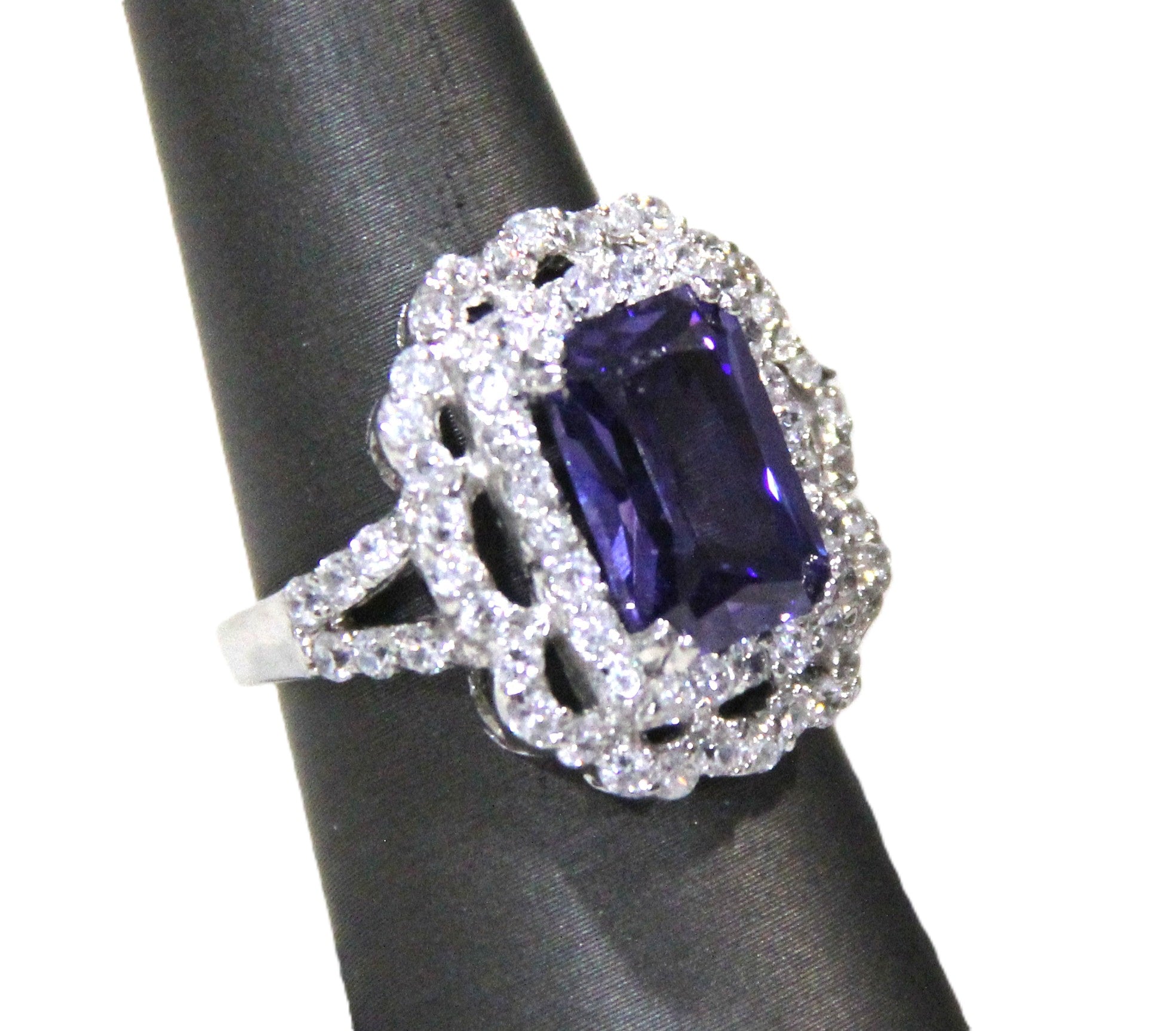 Purple CZ statement ring