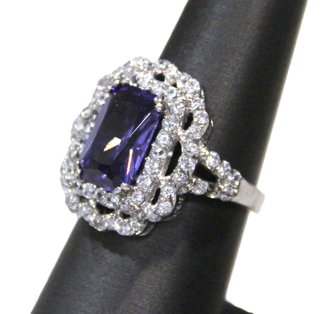 Purple CZ statement ring