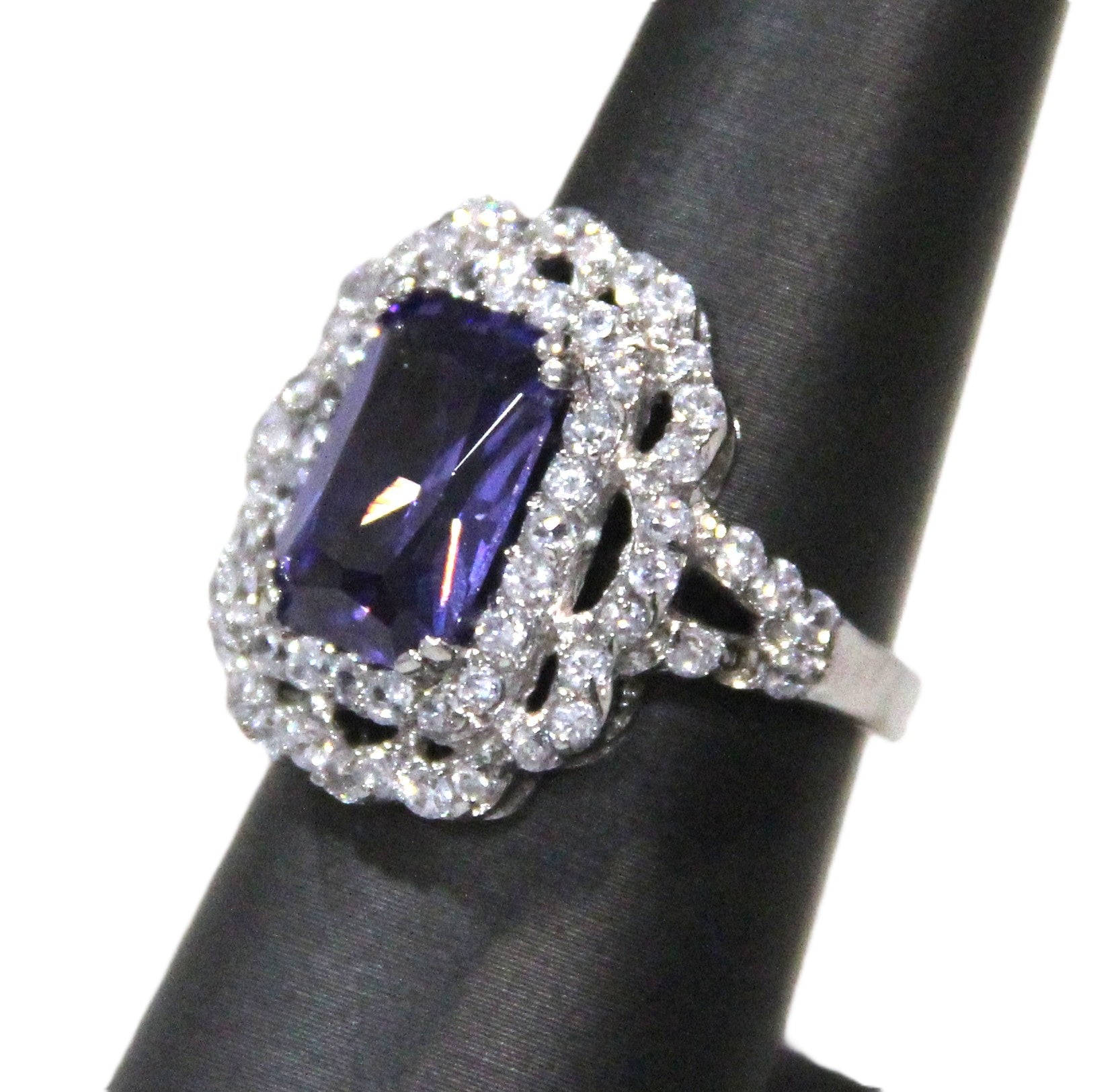 Purple CZ statement ring