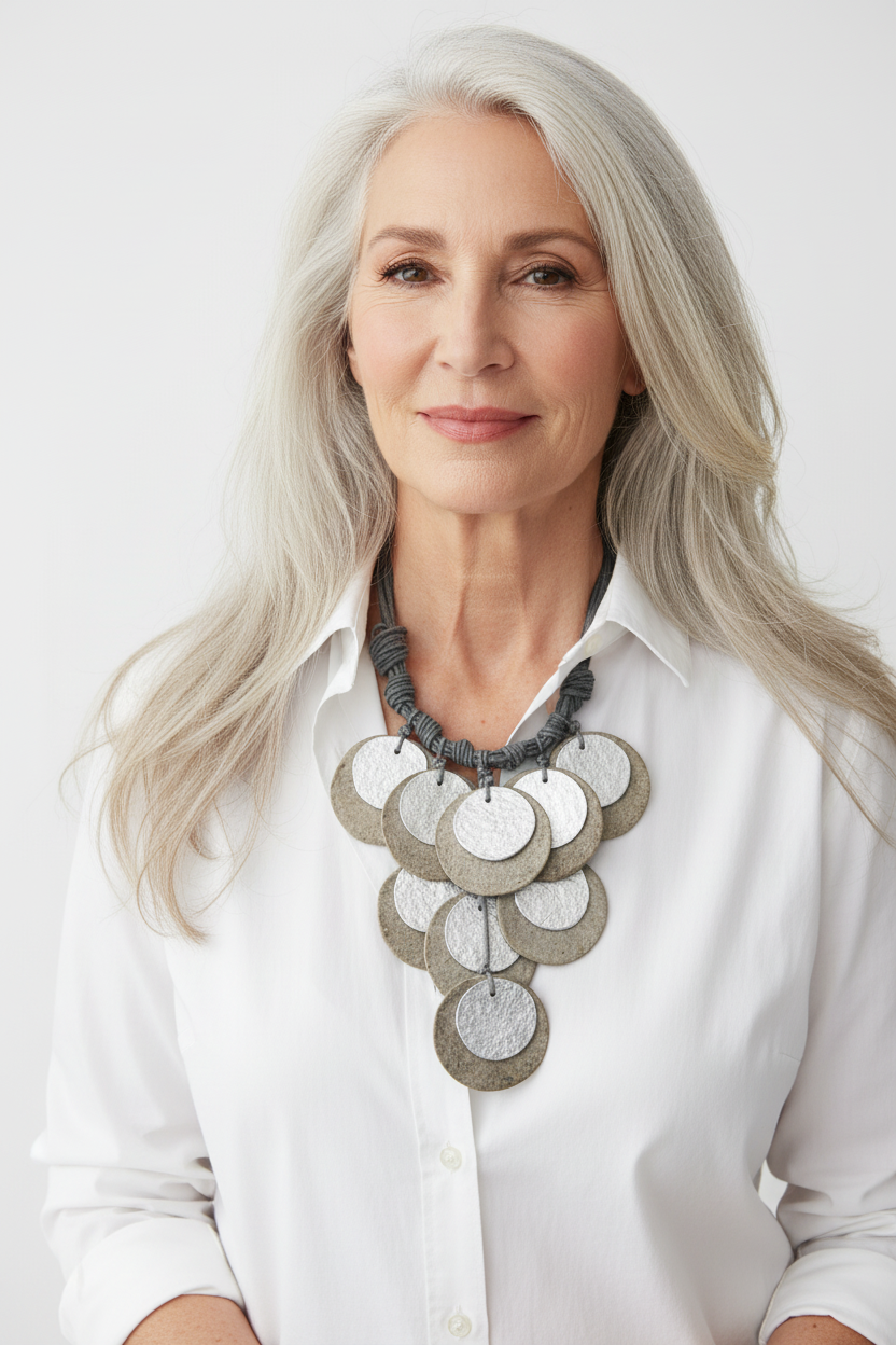 Recycled paper statement necklace possibly iris Apfel Rara Avis