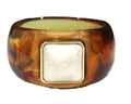 CONTEMPORARY RESIN BANGLE BRACELET - AMBER CREAM SQUARE