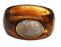 CONTEMPORARY RESIN BANGLE BRACELET - AMBER CREAM OVAL