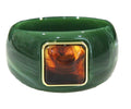 CONTEMPORARY RESIN BANGLE BRACELET - GREEN AMBER SQUARE