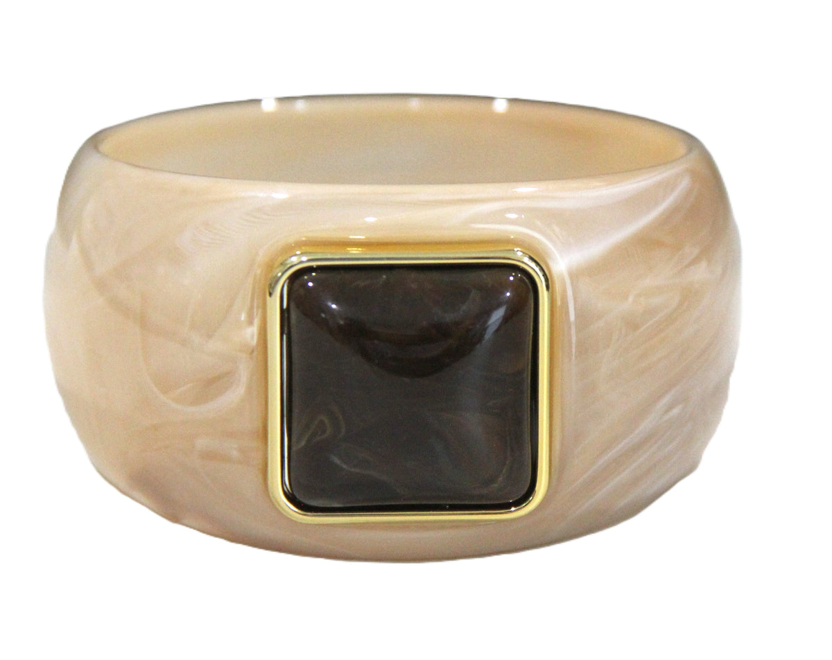 CONTEMPORARY RESIN BANGLE BRACELET - BAILEY'S CREAM CHOCOLATE SQUARE