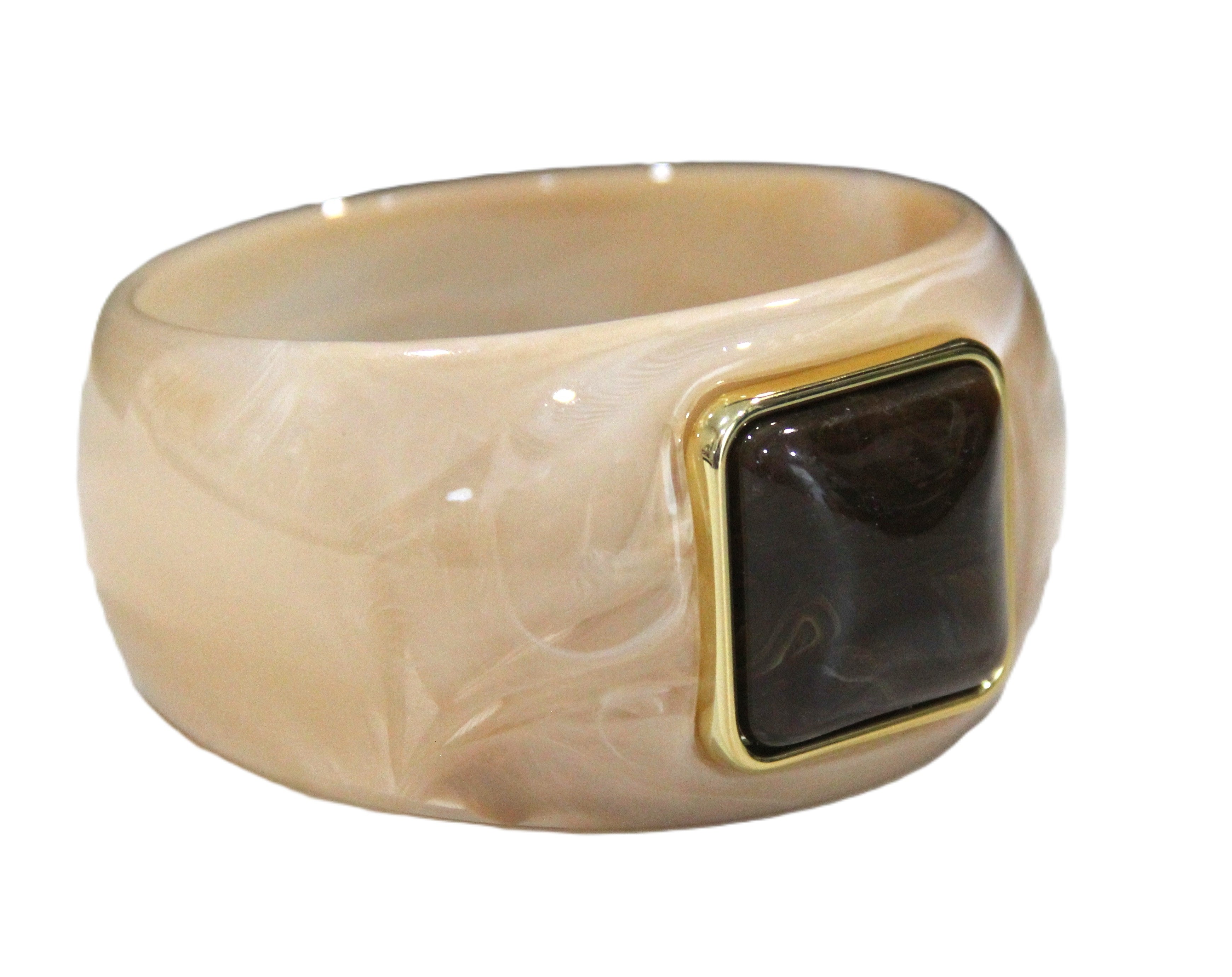 CONTEMPORARY RESIN BANGLE BRACELET - BAILEY'S CREAM CHOCOLATE SQUARE