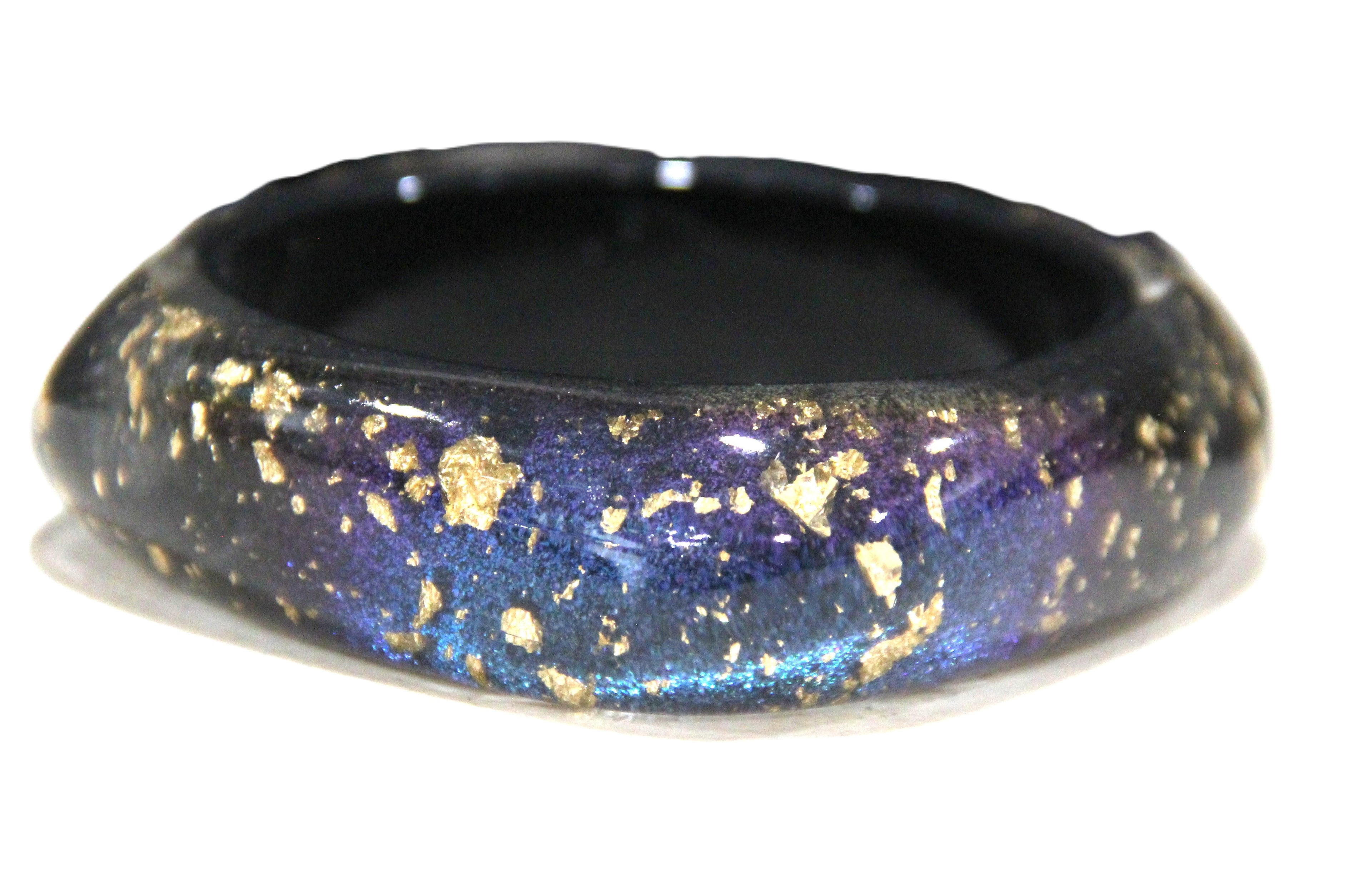 CHUNKY GOLD FOIL GALAXY BLACK BANGLE BRACELET