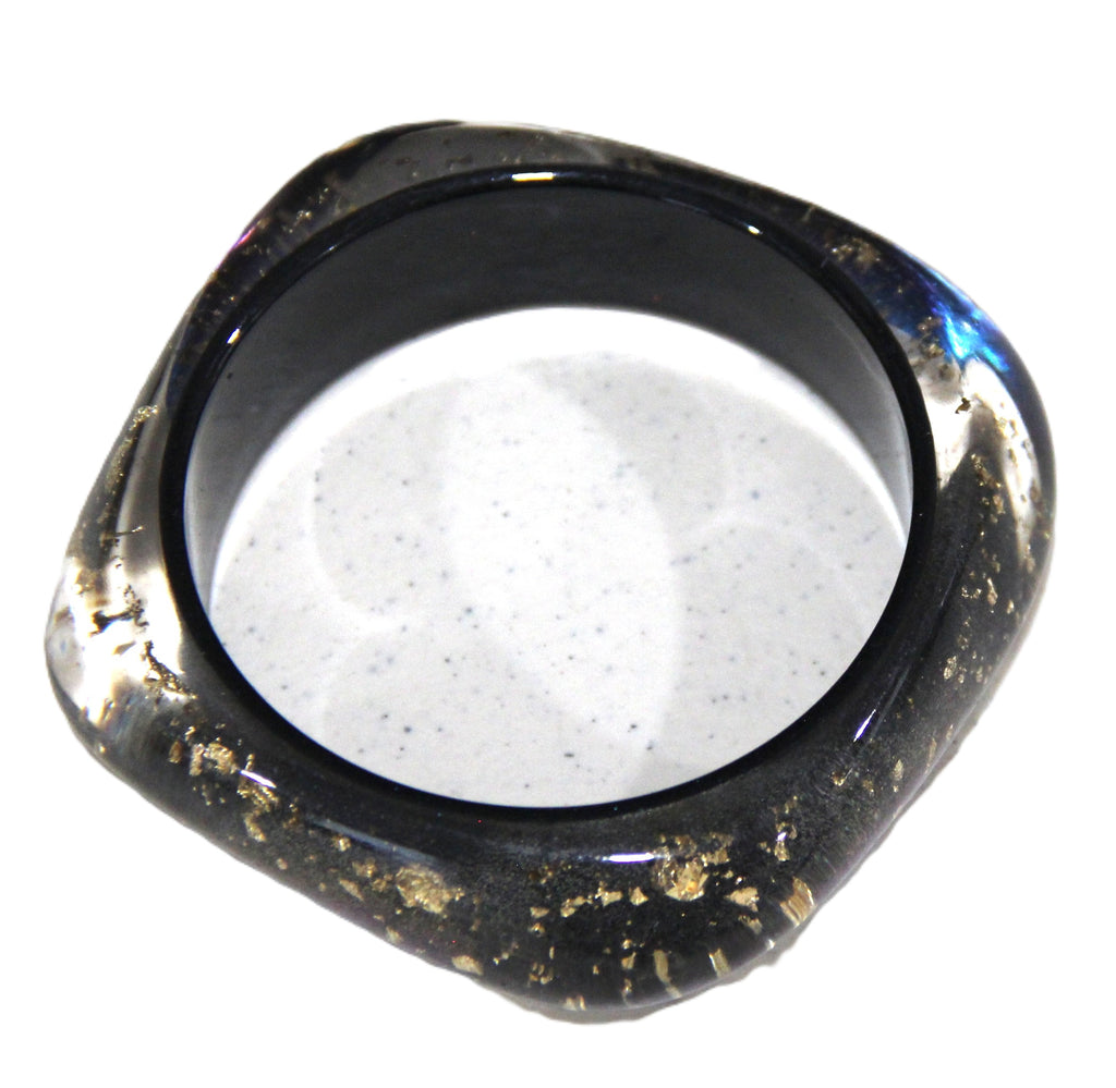 CHUNKY GOLD FOIL GALAXY BLACK BANGLE BRACELET
