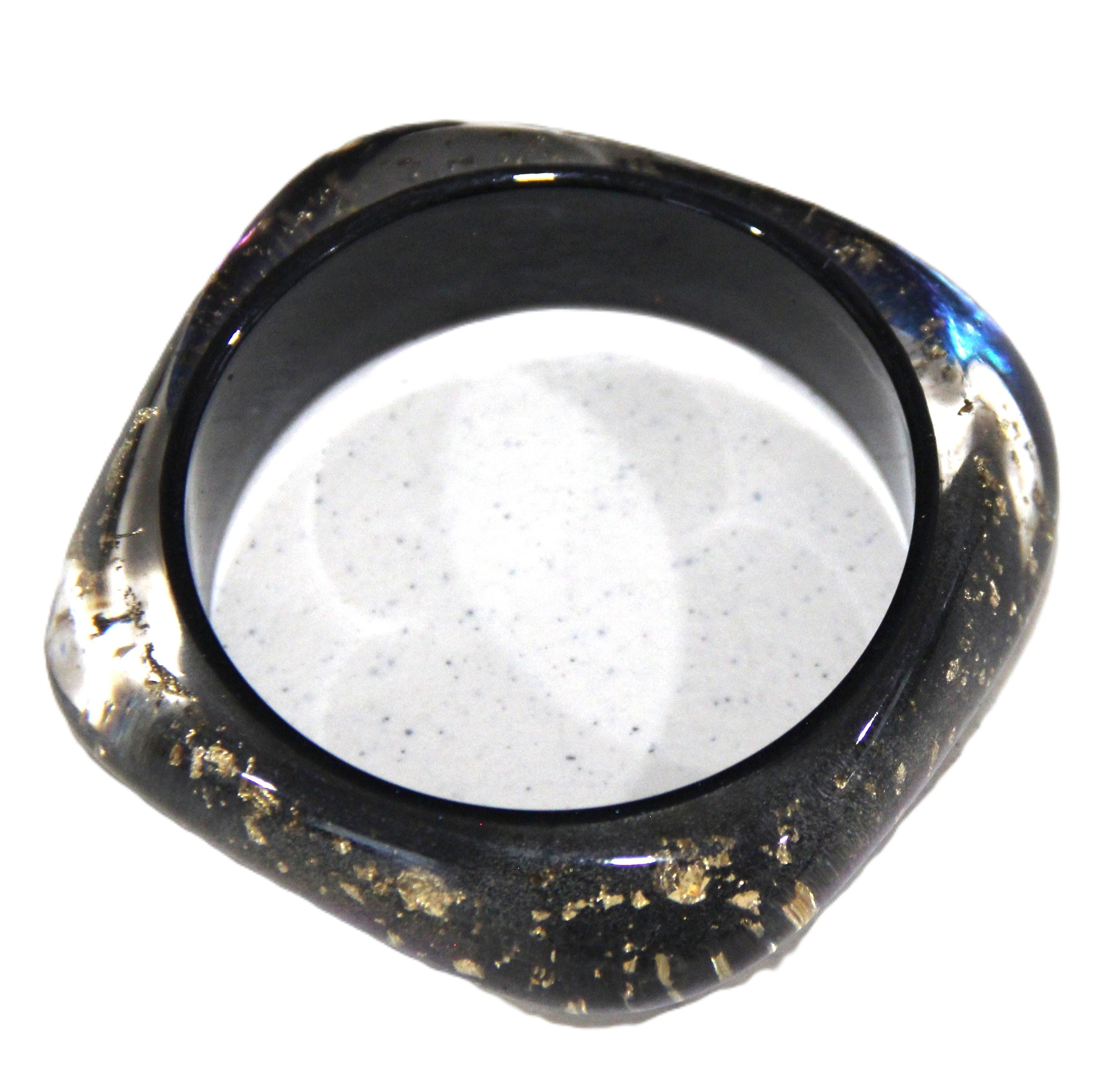CHUNKY GOLD FOIL GALAXY BLACK BANGLE BRACELET