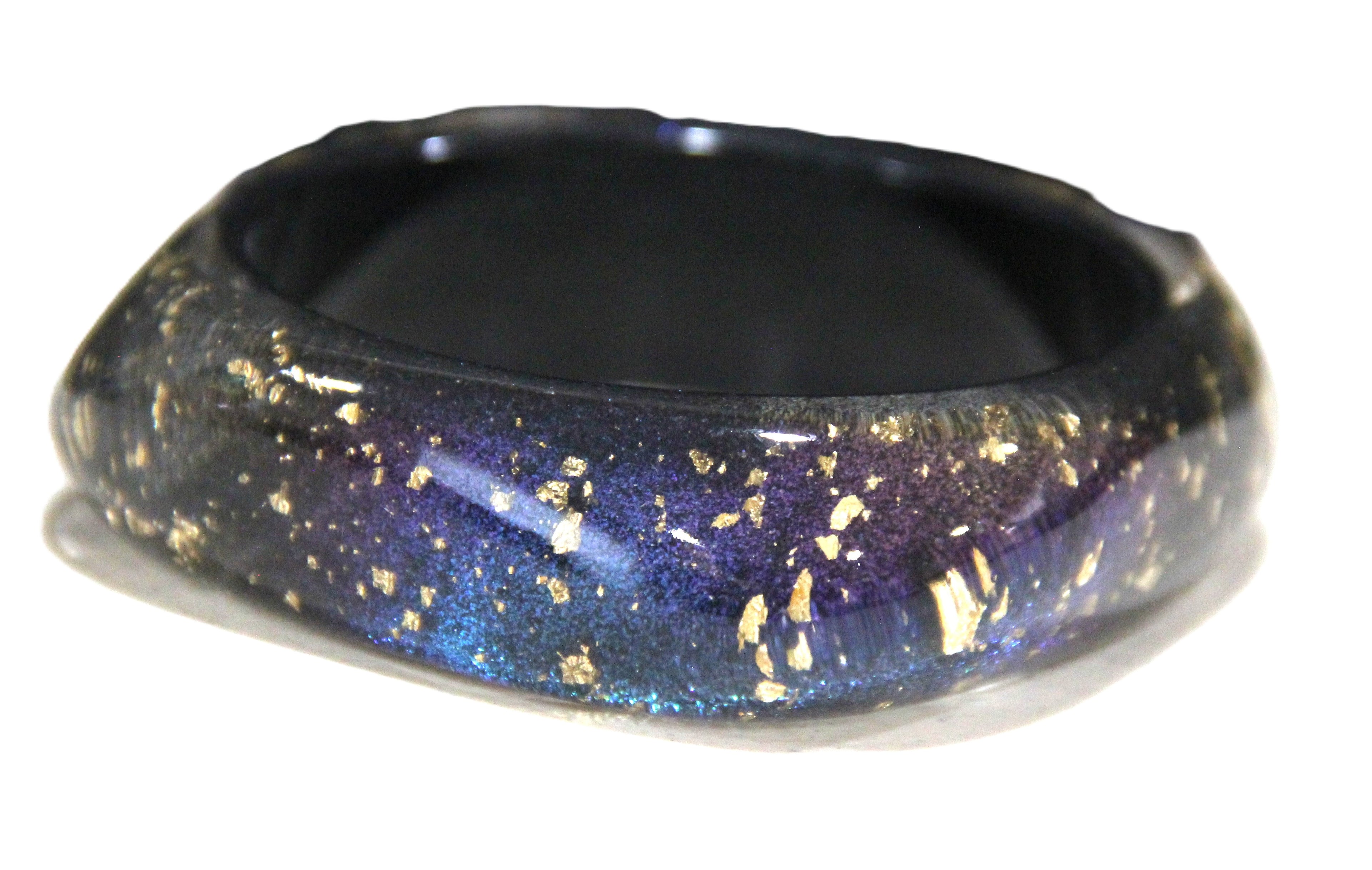 CHUNKY GOLD FOIL GALAXY NAVY BLUE BANGLE BRACELET