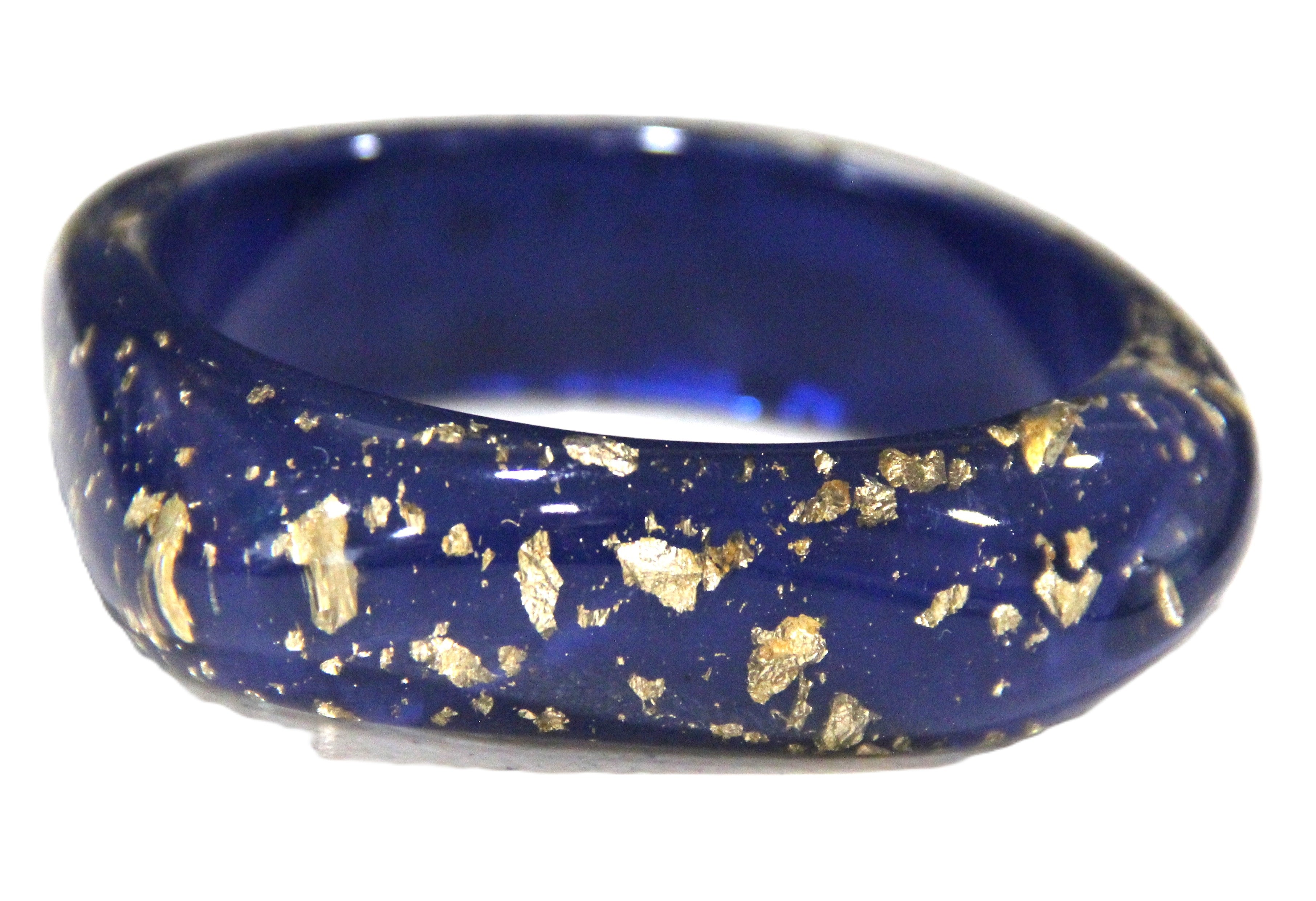 CHUNKY GOLD FOIL GALAXY NAVY BLUE BANGLE BRACELET